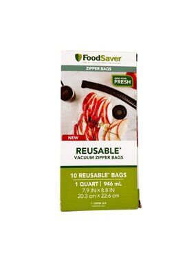 NEW Foodsaver reusable Vacuum Zipper Bags QUART 10 Count Microwave Leakproof